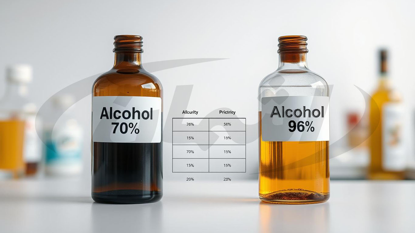 مقایسه الکل طبی 70 و 96 درصد در ضدعفونی+ جدول|اشمان