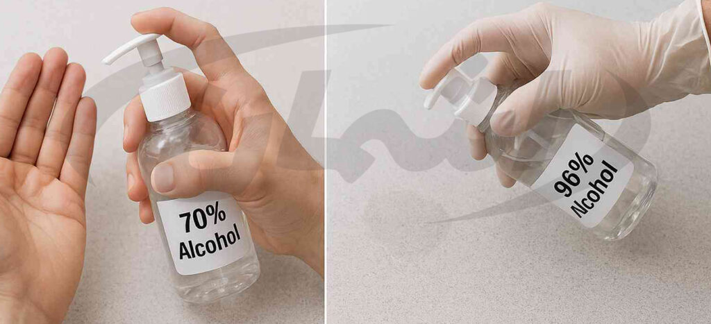 مقایسه محلول های ضد عفونی الکلی در پاکسازی دست و سطوح آلوده|اشمان